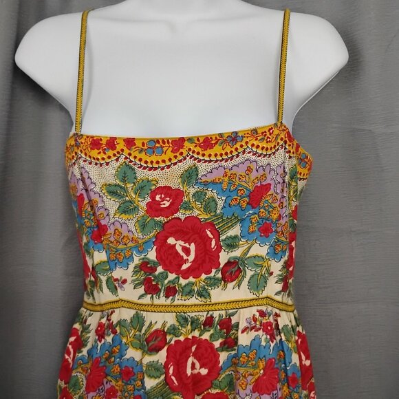 ❤️SOULEIADO CHARLES DEMERY Made in France Boho Spaghetti Strap Cotton Dress XS - Picture 2 of 10